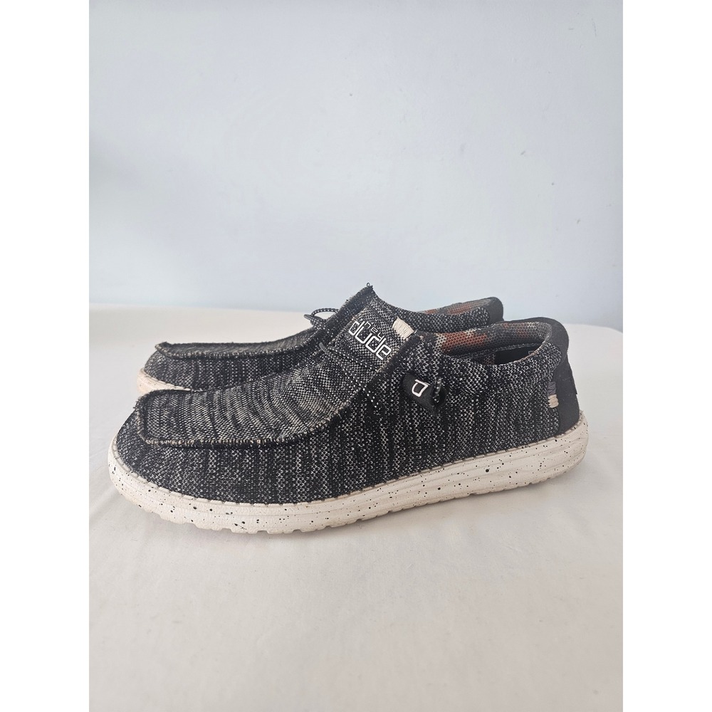 Coastal Hey Dude Wally Sox Loafers Mens 12 Black White Marled Knit 110354912